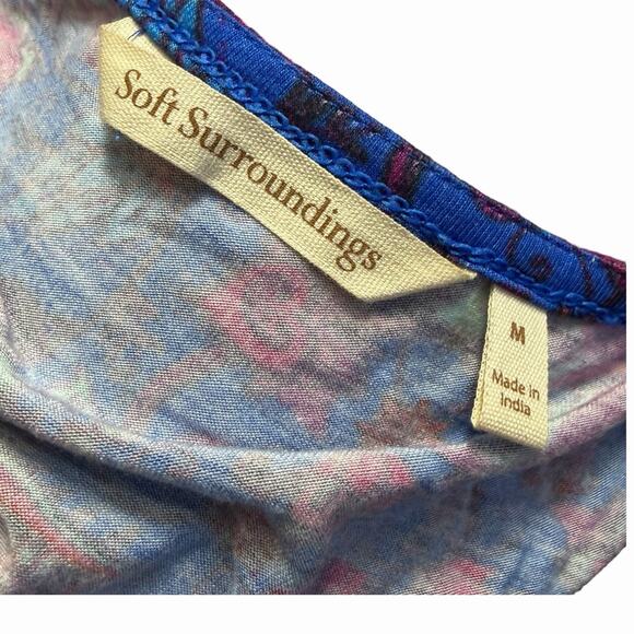 SOFT SURROUNDINGS TAMURI TUNIC TOP M BOHO VIBRANT MULTICOLOR BEADED EMBROIDERED - Picture 4 of 6